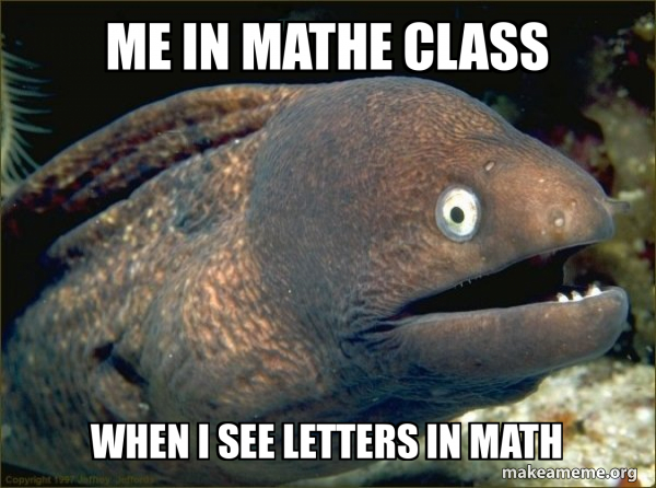 me in mathe class when i see letters in math - Bad Joke Eel Meme Generator