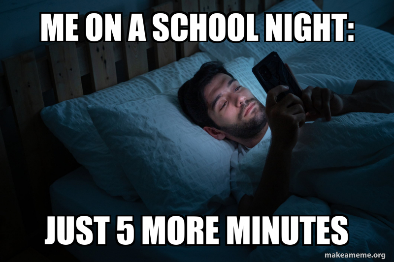 Me on a School Night: Just 5 more minutes Meme Generator
