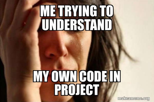 Me Trying To understand My own Code in Project - First World Problems ...