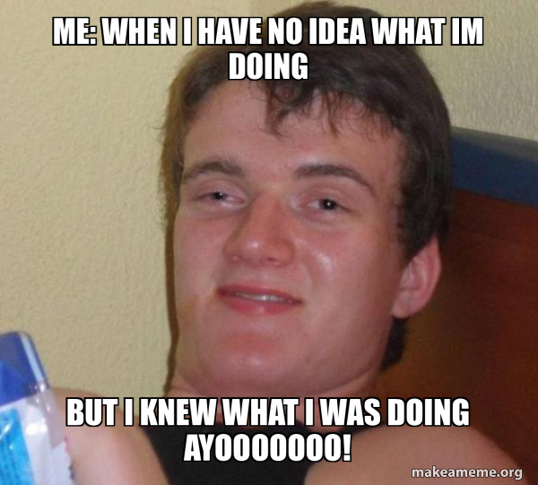 Me: when i have no idea what im doing but i knew what i was doing ...
