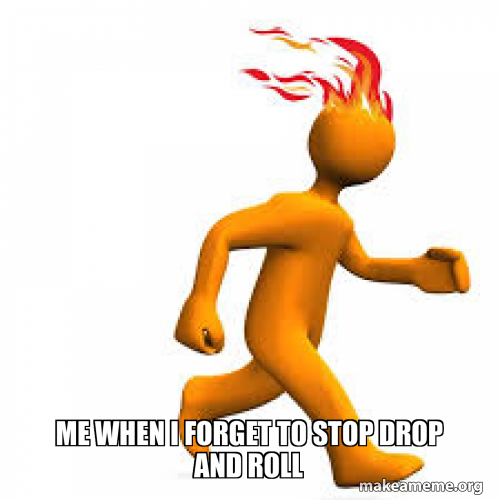 me when i forget to stop drop and roll Meme Generator
