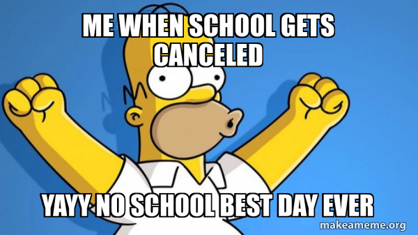 ME WHEN SCHOOL GETS CANCELED YAYY NO SCHOOL BEST DAY EVER - Happy Homer ...