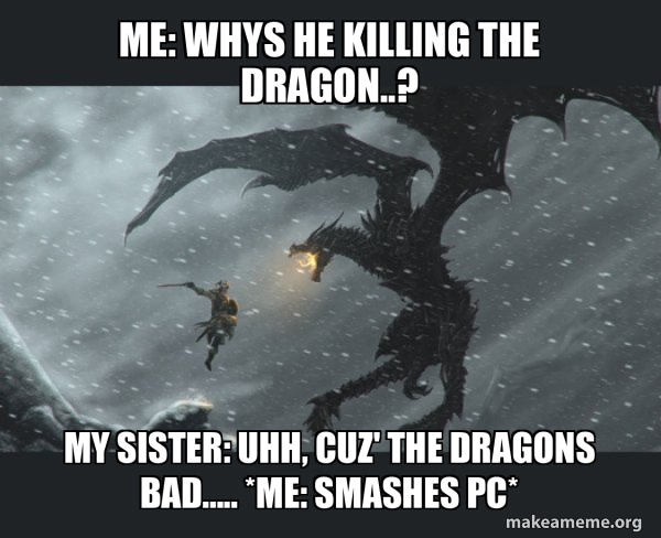 Skyrim Dragon Slaying meme