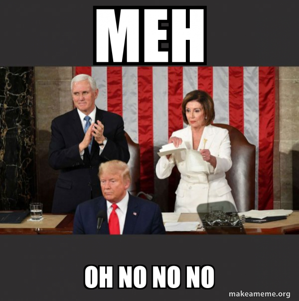 Nancy Pelosi ripping Trump's speech up meme