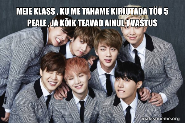 K-Pop Band BTS (Bangtan Boys) meme