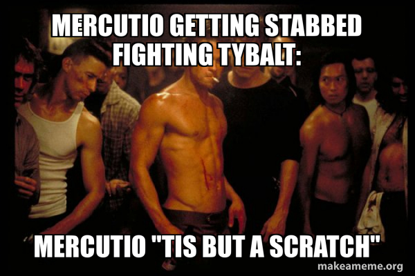 mercutio getting stabbed fighting tybalt: mercutio 