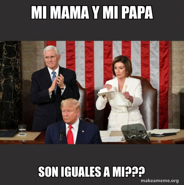 Nancy Pelosi ripping Trump's speech up meme