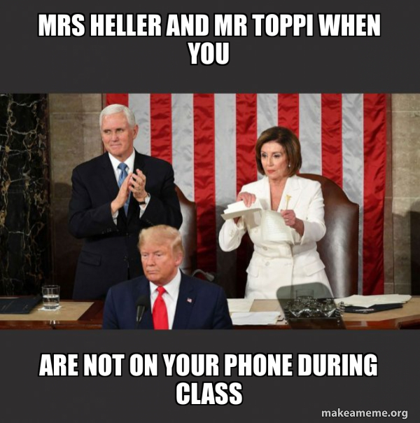 Nancy Pelosi ripping Trump's speech up meme