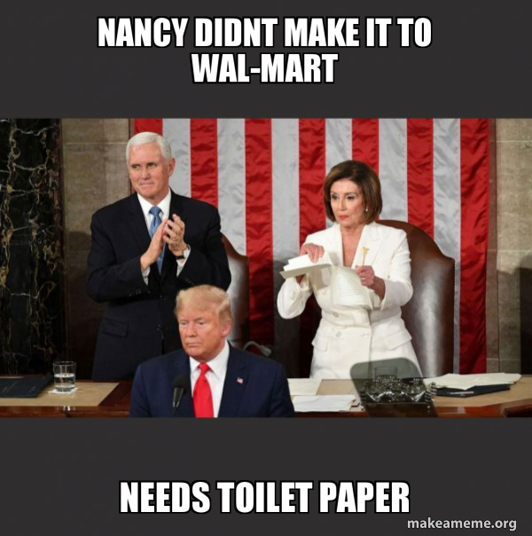 Nancy Pelosi ripping Trump's speech up meme