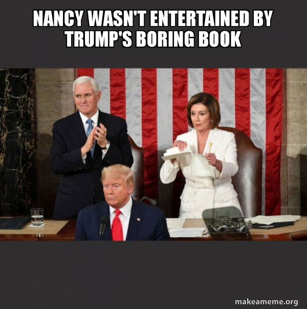 Nancy Pelosi ripping Trump's speech up meme