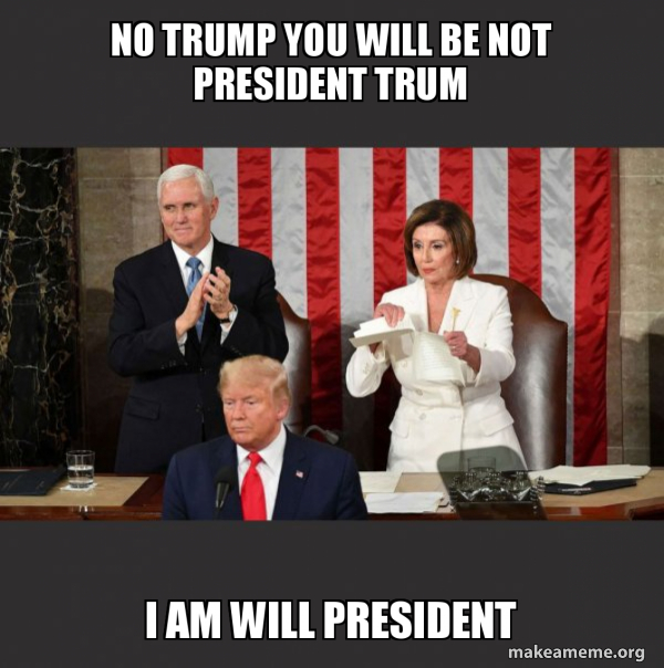 Nancy Pelosi ripping Trump's speech up meme