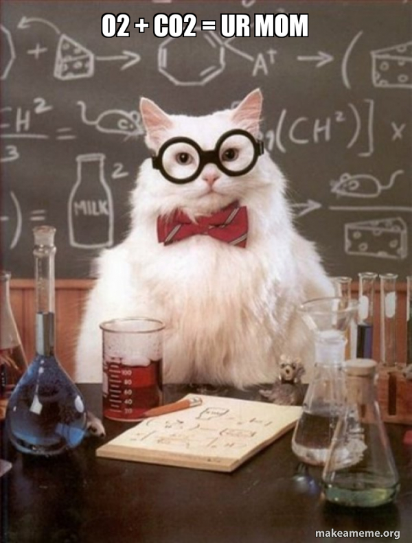 O2 + CO2 = Ur Mom - Chemistry Cat Meme Generator