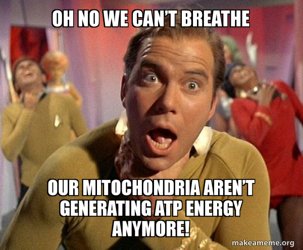 Oh no we canâ€™t breathe Our mitochondria arenâ€™t generating atp ...
