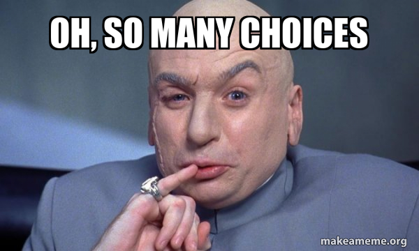 oh, so many choices - You Complete Me Meme Generator