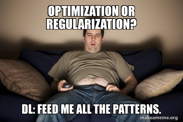 Optimize Query Meme Optimization or Regularization? DL: Feed me all the patterns ...