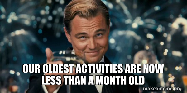 our oldest activities are now less than a month old - Great Gatsby ...