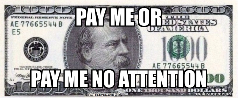 PAY ME OR PAY ME NO ATTENTION - PAY ME Meme Generator