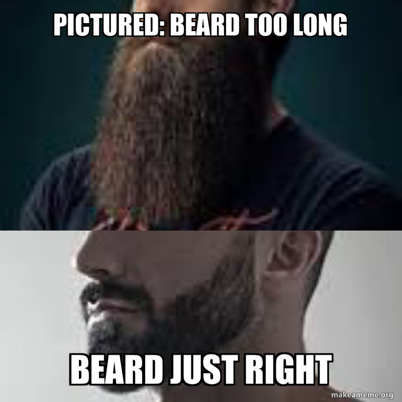 Pictured BEARD too long Beard just right Make a Meme