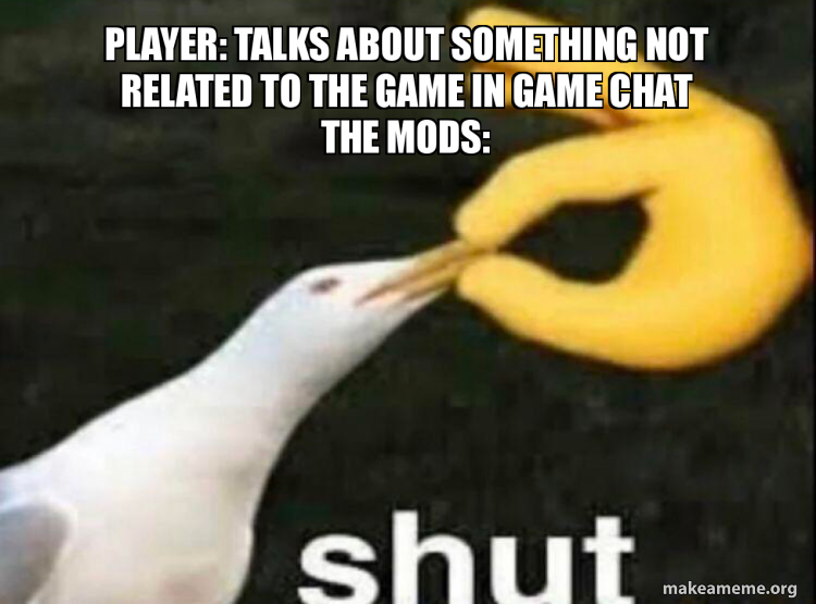 Player: Talks about something not related to the game in game chat The ...
