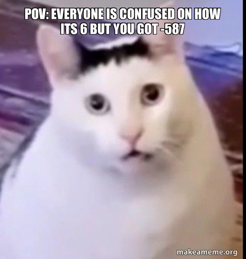 pov: everyone is confused on how its 6 but you GOT -587 Meme Generator