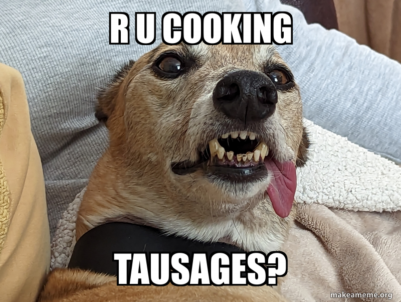 R u cooking Tausages? Meme Generator
