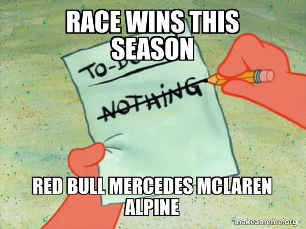Race wins this season Red bull Mercedes Mclaren Alpine - TO-DO List ...