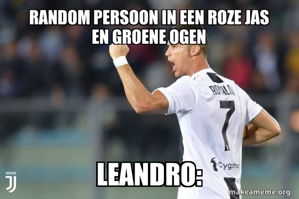 Random persoon in een roze jas en groene ogen Leandro: - Cristiano ...