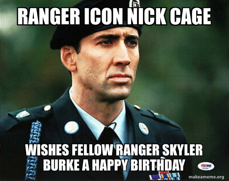 Ranger Icon nick cage Wishes fellow ranger Skyler burke a happy ...