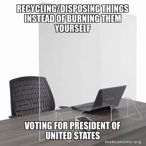 RECYCLINg/disposing things instead of burning them yourself VOTING for ...