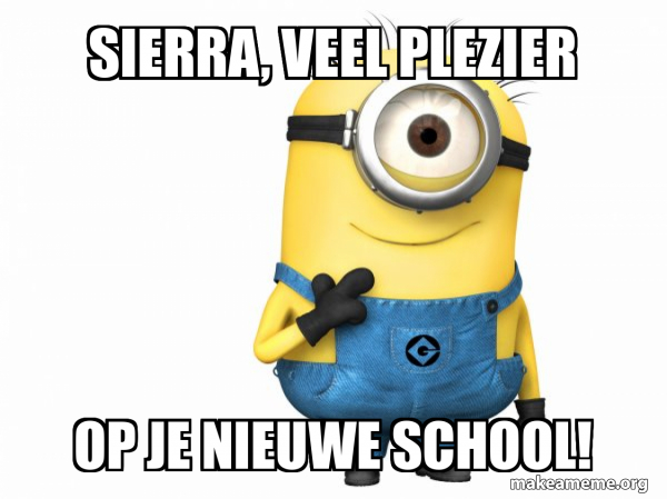Sierra, veel plezier op je nieuwe school! - Thoughtful Minion Meme