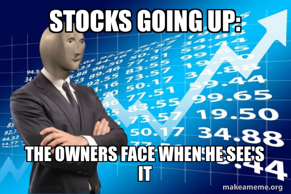 Stocks going up: The owners face when he see's it - Stonks Only Go Up