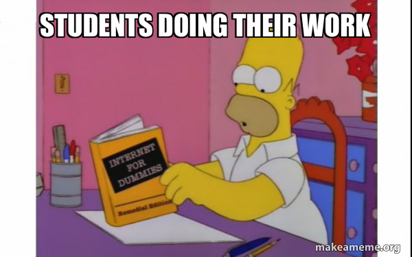 Students doing their work - Computer Homer Meme Generator