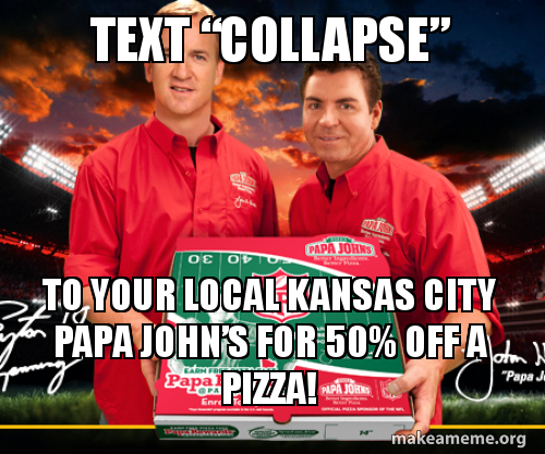 Text Collapse To Your Local Kansas City Papa John S For 50 Off