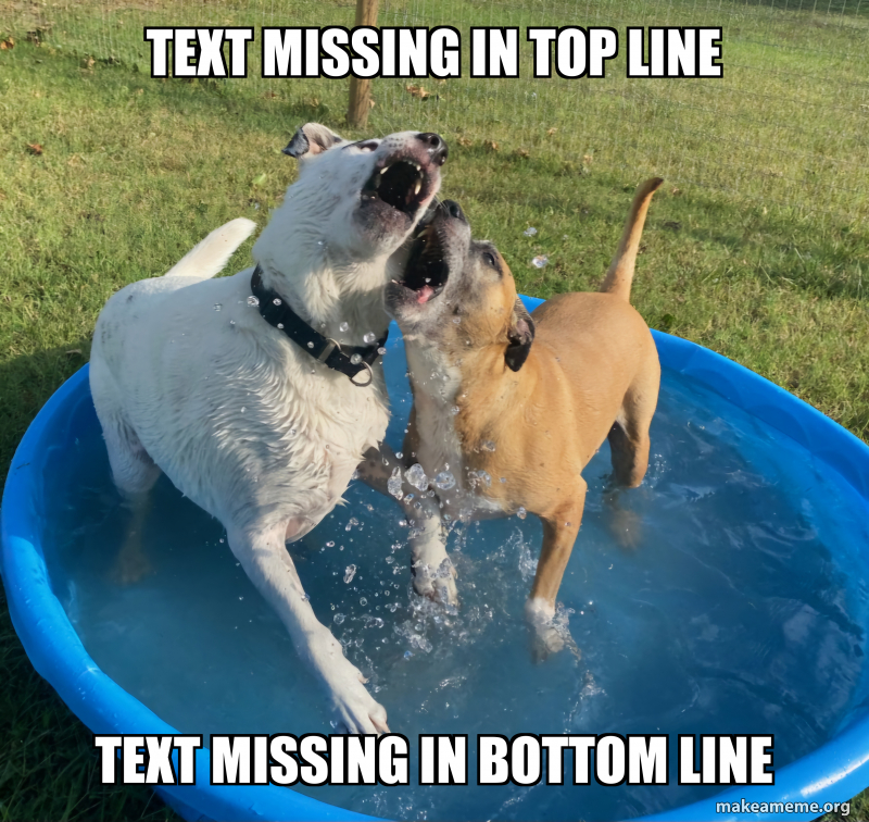 Text missing in top line Text missing in bottom line Meme Generator