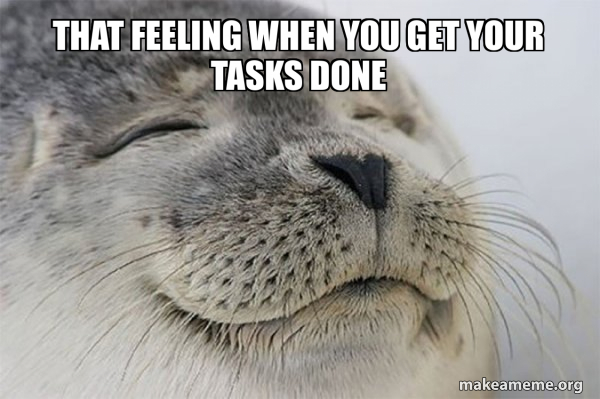 that feeling when you get your tasks done - Satisfied Seal Meme Generator