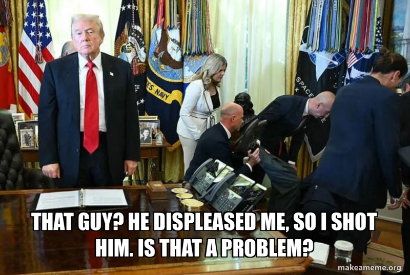 that guy? he displeased me, so i shot him. is that a problem? Meme ...