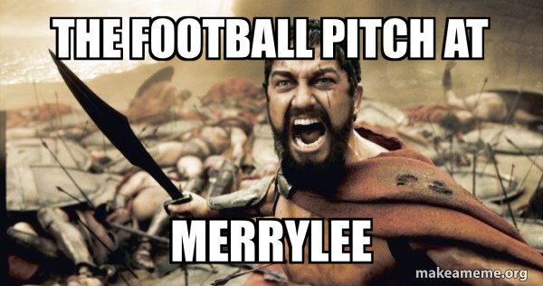 The football pitch at Merrylee - The 300 Meme Generator