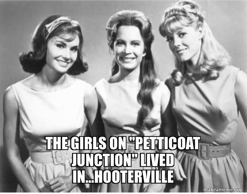 The girls on "petticoat junction" lived in...Hooterville Make a Meme