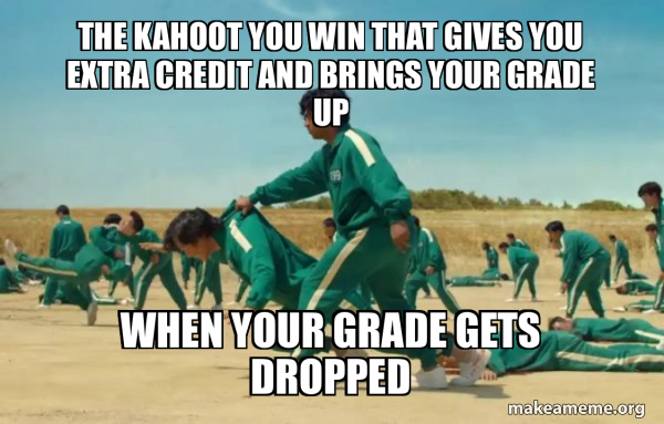 the kahoot you win that gives you extra credit and brings your grade up ...