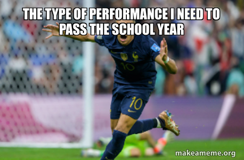 the type of performance I need to pass the school year Meme Generator