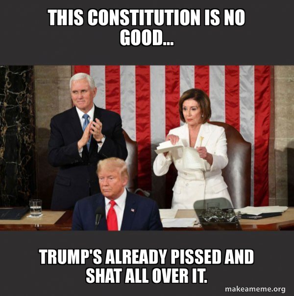 Nancy Pelosi ripping Trump's speech up meme