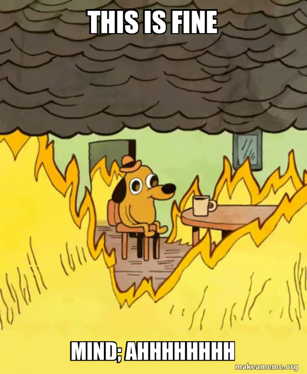 this is fine mind; ahhhhhhhh - This Is Fine Meme Generator