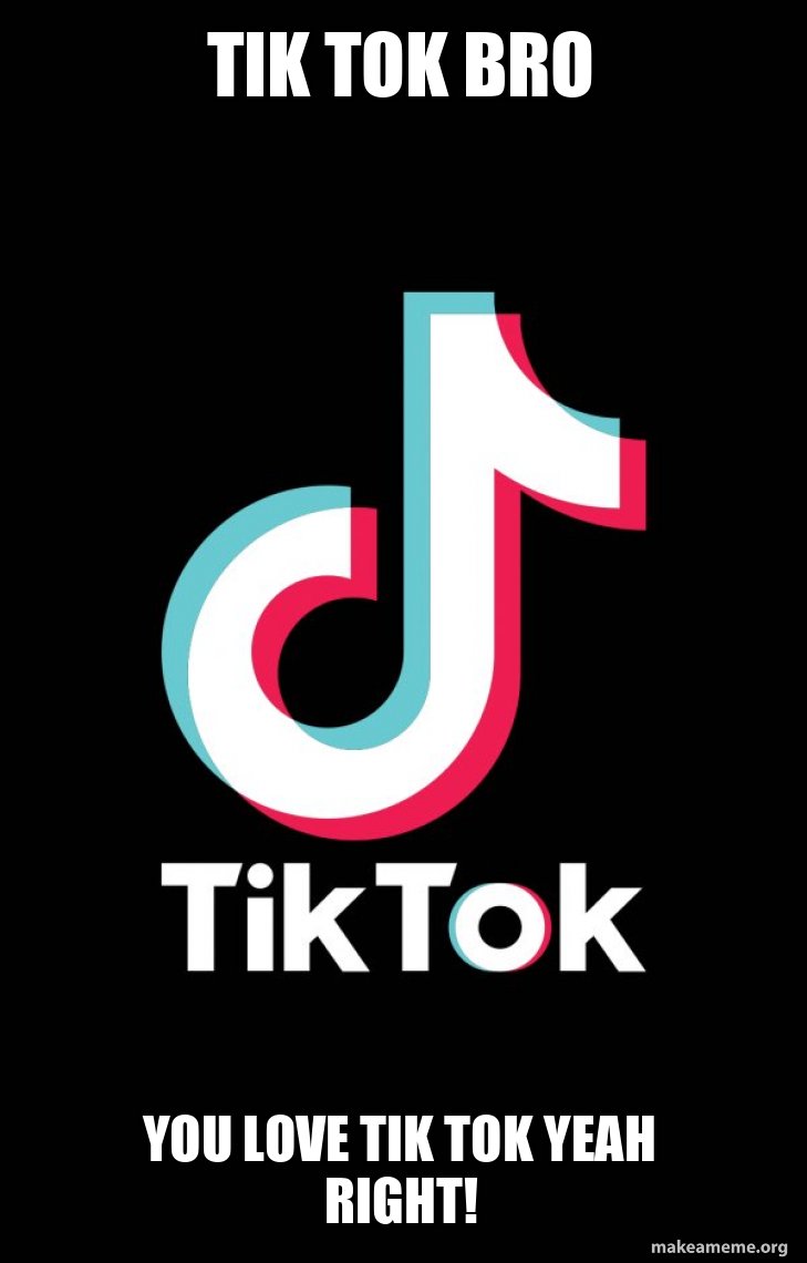 Tik Tok Bro You Love tik tok yeah right! TikTok Meme Generator