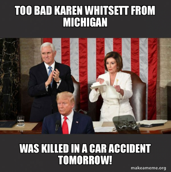 Nancy Pelosi ripping Trump's speech up meme