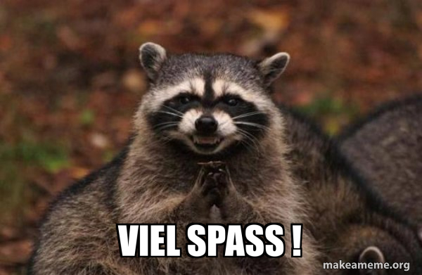 Viel Spaß ! - Evil Plotting Raccoon Meme Generator