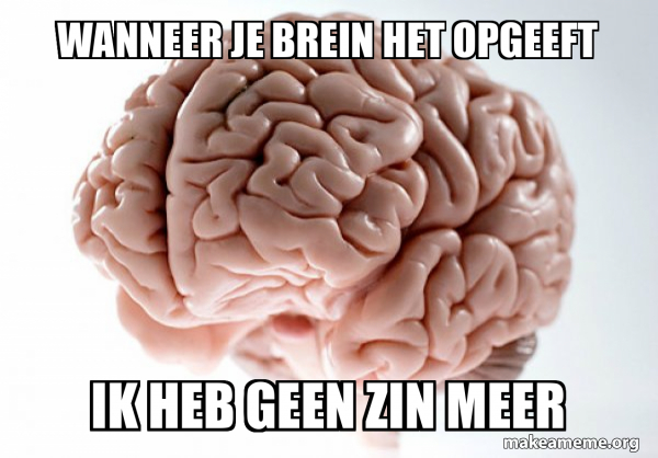 wanneer je brein het opgeeft ik heb geen zin meer - Scumbag Brain Meme