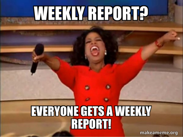 weekly report? Everyone gets a weekly report! - Oprah Winfrey - You Get ...