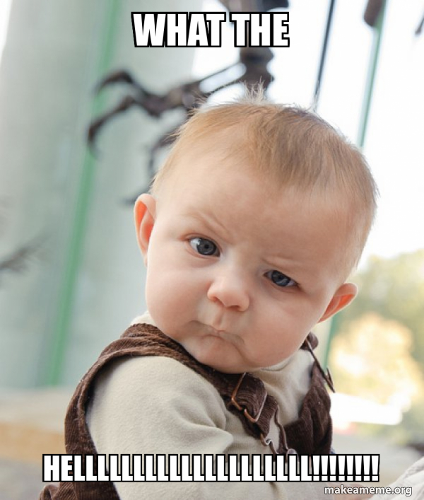 what the hellllllllllllllllllll!!!!!!!! - Skeptical Baby Meme Generator