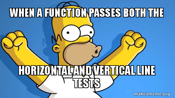When a function passes both the horizontal and vertical line tests ...