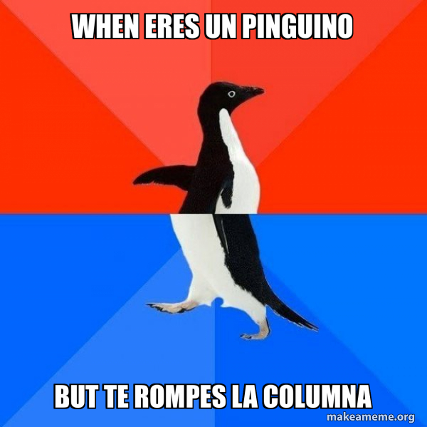 when eres un pinguino but te rompes la columna - Socially Awesome ...